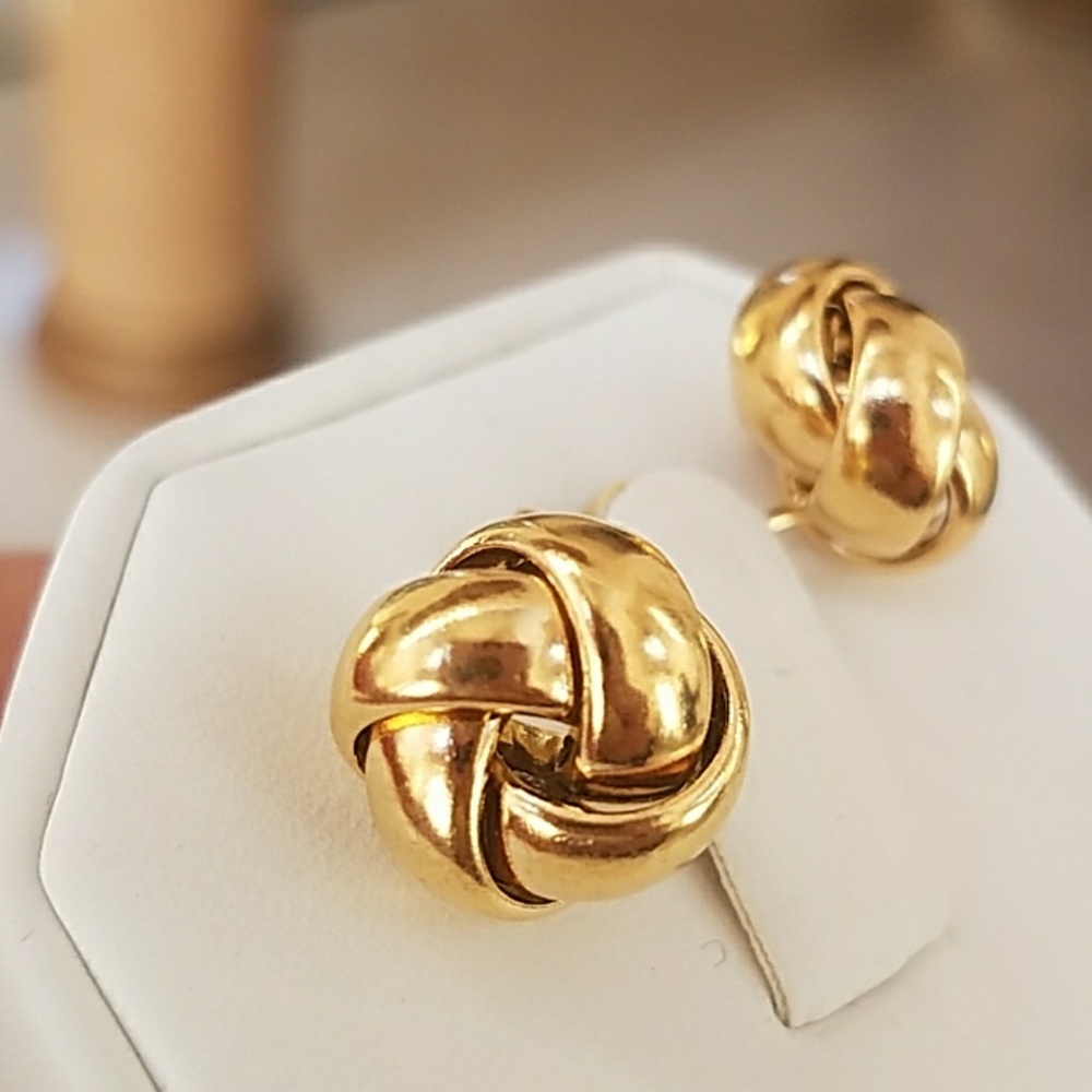 14k Yellow Gold plated 10mm Knot Earrings